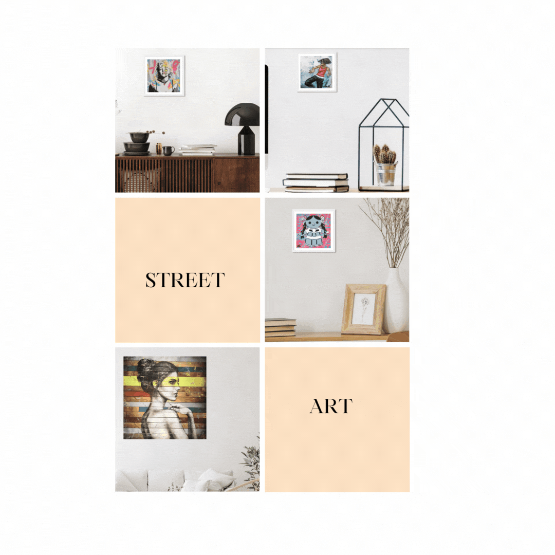 image de tableaux street art mise en situation dans l'intérieur